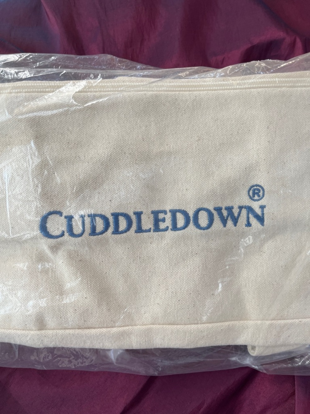 Cuddledown Canvas Travel Pouch - Cream with Blue Logo - Picture 2 of 7